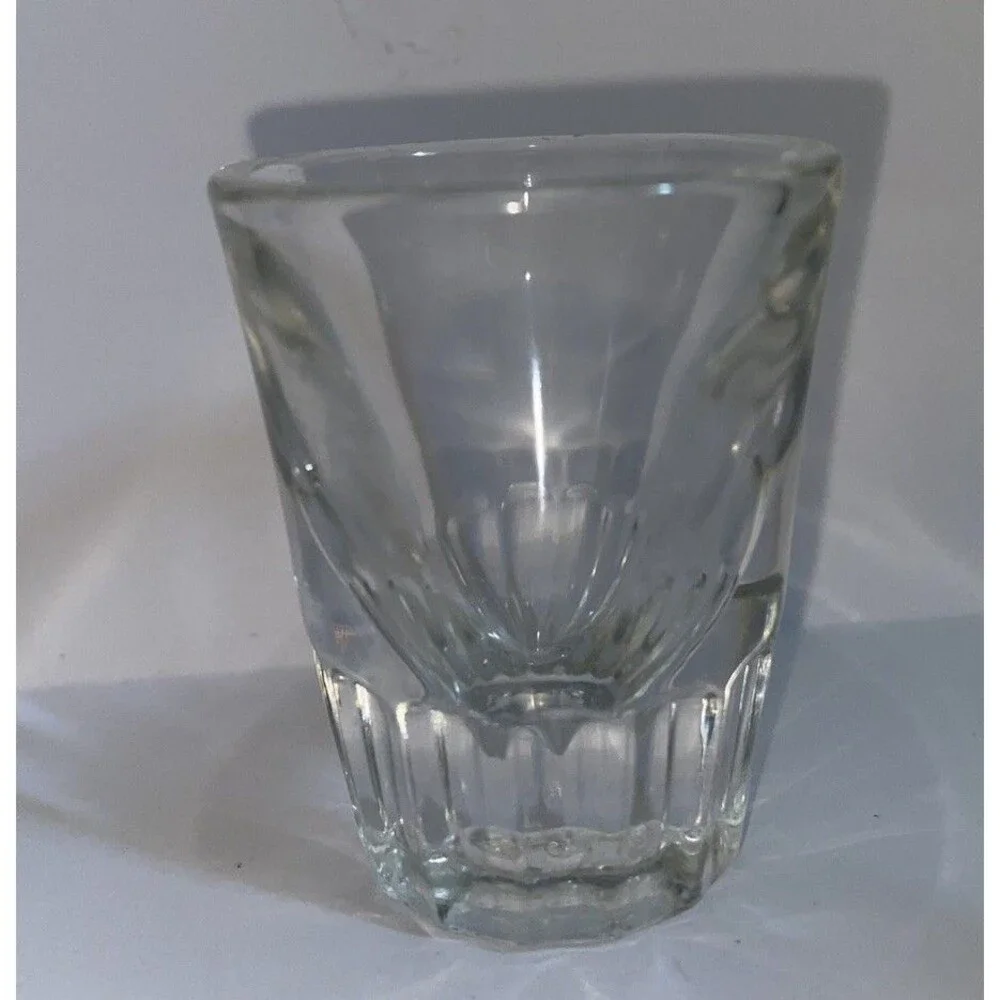 Vintage Libbey Shot Glass Clear Fluted Heavy Base Starburst MCM Barware 1.5oz